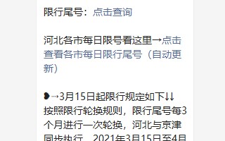 定州市今日限行尾号查询 定州市限号查询今天