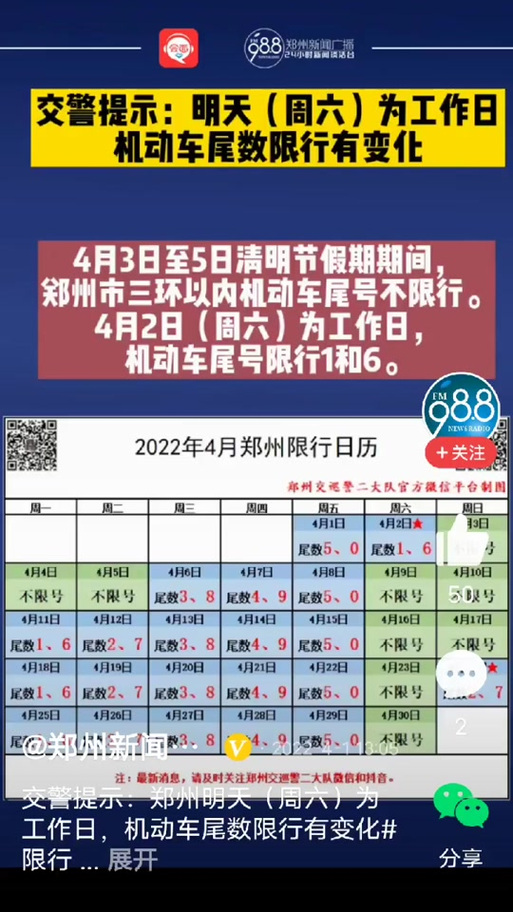 郑州市尾号限行规定 河南郑州限号规定-第2张图片-其人生活百科