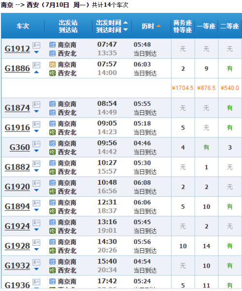 西安高铁到南京要几个小时 西安到南京高铁票多少钱一张-第1张图片-其人生活百科