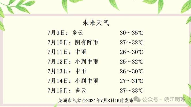 芜湖天气预报未来15天的气象概览-第1张图片-其人生活百科